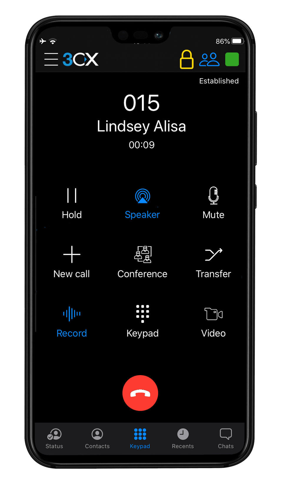 Phone call using 3CX iOS app